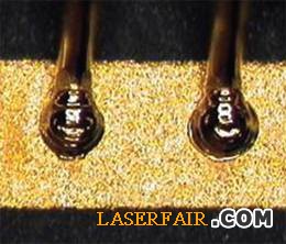 圖4、使用1064納米和532納米脈沖Nd:YAG激光器在銅棒上產(chǎn)生的典型點焊。